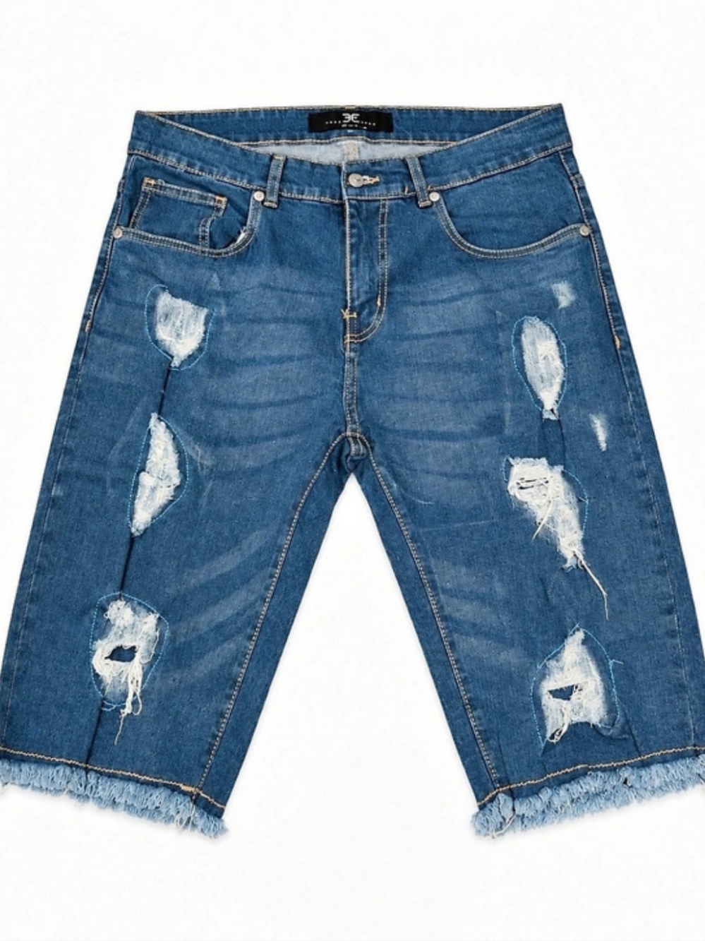 Distressed Denim Jean Shorts in Blue